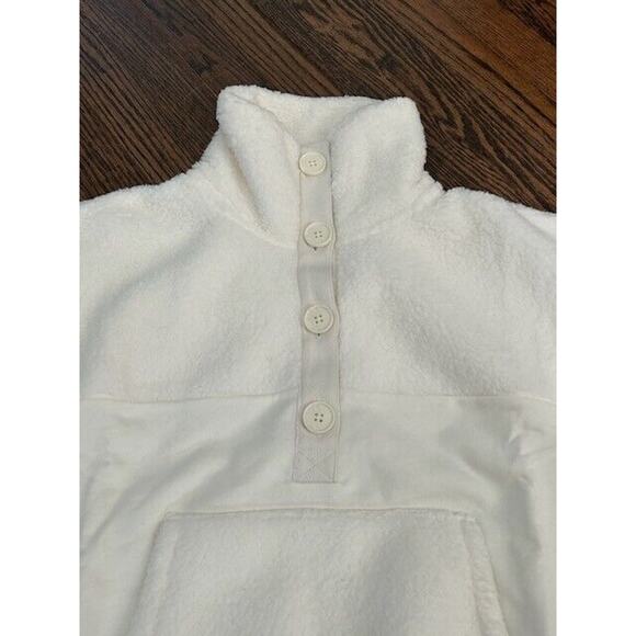 J. Crew Teddy Sweatshirt Button Front Faux Fur Sherpa Fleece BK302 White Size S - Picture 4 of 10